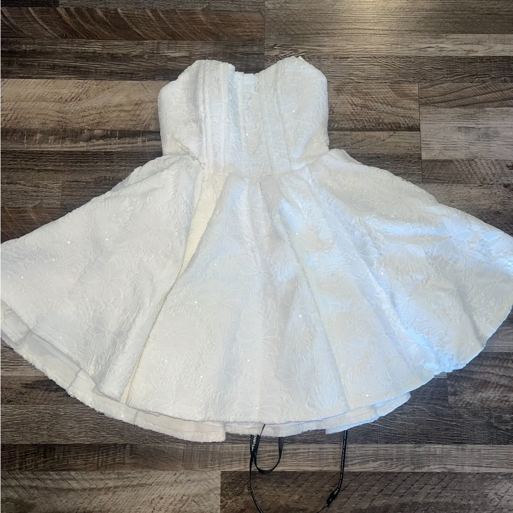 White Sparkle Flair Mini Dress